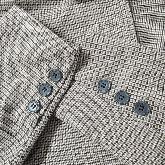 HOUSE OF HARWLOW 1960 Tan Micro Houndstooth Cropped Blazer Size XS - Picture 6 of 8